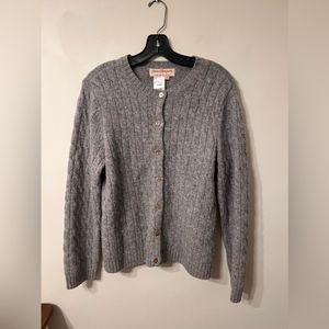 Norm Thompson Gray Wool Cable Knit Cardigan Sweater Womens M